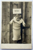 Antik üdvözlő fotó képeslap  baba eladva