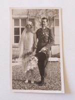 Régi képeslap esküvői fotó levelezőlap menyasszony katona
