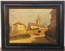 Ödön Guzsik (1902 - 1954) old town detail c. Painting with original guarantee!