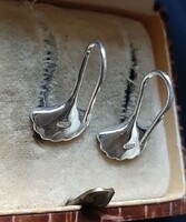 Silver ginkgo biloba earrings