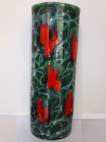 Retro Péter Ferenc ovális kerámia padlóváza, 37 cm