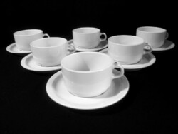Alföldi, Hódmezővásárhelyi porcelán teás készlet, 6 csésze-bögre + tányér alj