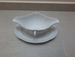 White Herendi Porcelain Sauce Dish + Base