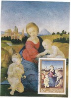 Képeslap a hozzá tartozó bélyeggel / RAFFAELLO SANTI festménye /