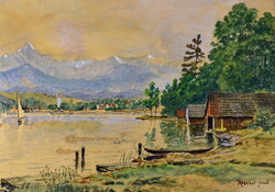 Jenő Koszkol (1868 - 1935): waterfront landscape