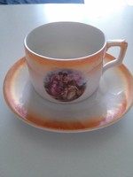 Price drop last provided !!! Luster orange zolnay porcelain teacup cup with saucer 2 dl