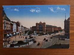 Keleti pályaudvar és Baross tér-  futott képeslap 1915