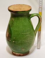 Folk, dark green glazed ceramic milky bastard (2258)
