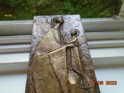Modern bronz plakett Mária a kisdeddel II János Pál Pápa 1988-Ausztriai látogatása