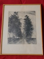 Gyula László (1910-1998): Acacia road is a rare etching