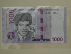 Armenia 1000 dram hybrid banknote 2018 unc.