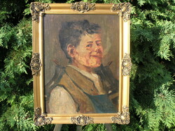 Kasznár Ring Jenő (1875 -1945) - "Cipész inas" -  portré!