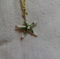 Beautiful fire enamel starfish - pendant necklace.