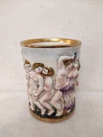 Antik capodimonte Capo di monte aranyozott sokalakos porcelán ecset ceruza tartó tálka 669 5490