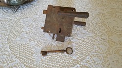 Antique, old, large gate lock, cellar lock, hand lock with key