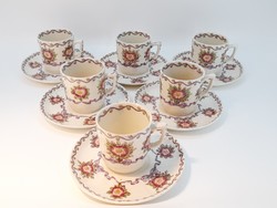 Roses adderleys antique faience coffee or chocolate cup set with saucers