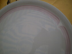 ALFÖLDI porcelán rózsaszín csíkos kerek kínáló vagy süteményes tál Hibátlan 31 cm.