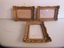 Picture - 3 pcs! - Wood - glass - carved - antique frame - 18 x 12.5 cm - Austrian - flawless