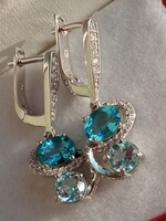 London blue topaz - aquamarine 925 silver earrings