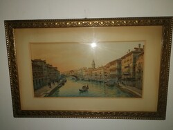 cca1890-1920-Velence - nagyméretű, csodálatos akvarell, szignózott, 1 forintról, garanciával.