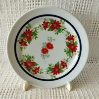 Very rare uniquely painted marked lowland porcelain flat plate with Santa Claus flower pattern