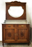 Mirrored antique chest of drawers with marble top and mirror with lift