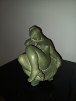 Béla Kucs rare green terracotta nude