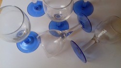 6 db kék talpas pálinkás pohár készlet palackkal   X