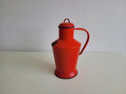 Old vintage 2 liter red enamel small jug with enameled 2 l water jug