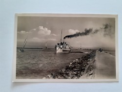 Régi hajós képeslap 1942 Siófok Balaton hajó a mólónál balatoni fotó levelezőlap