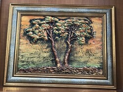 Ceramic mural with tree of life couple