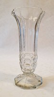 9 Polished old Biedermeier glass vase with base. 21 cm High.