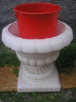 N13 baroque flowerpot, + herb etc. sculptural concrete, rarity for sale 23.5 Kg