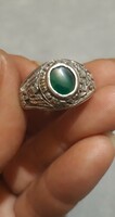 U.S. Navy green stone silver ring in size 63