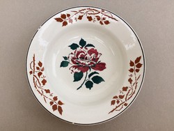 Antik falitányér Wilhelmsburgi fajansz rózsamintás rózsatövises régi népi dísztányér Wilhelmsburg