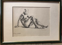 Lajos Nargor Varga - female nude (ink drawing)