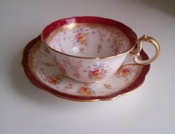 Price drop last provided !!! Antique English porcelain coffee cup + placemat with aynsley floral pattern