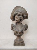 Antique statue of Art Nouveau spiator busting canaan lady signed 604 5681