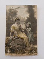 Régi húsvéti képeslap fotó levelezőlap kislány hölgy