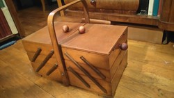 Austrian art deco / retro design classic stepped wooden sewing box in good condition cheap!