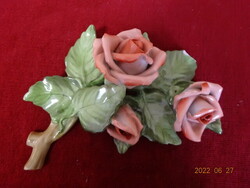 Herendi porcelán rózsa, az alap mérete: 15,5 x 12 cm. Vanneki! Jókai.