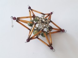 Old glass Christmas tree ornament with 6 branch gold star glass ornament
