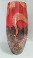 Rare zsolnay multi-fire eosin glazed vase, panoramic vase