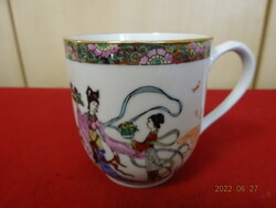 Kínai porcelán pohár, antik, kézzel festett gésával az oldalán. Vanneki! Jókai.