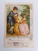Romantic couple with old postcard art 1900 postcard
