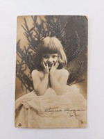 Régi karácsonyi képeslap 1903 fotó levelezőlap kislány