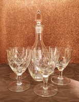 Set of 6 polished wine glasses with glass stopper bottle