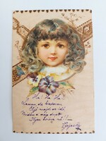 Old postcard postcard with little girl baby head
