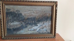 (K) antique landscape painting signed