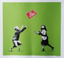 Banksy 'No ball Games' pop-art offszett litográfia 2009, nagy méret!
